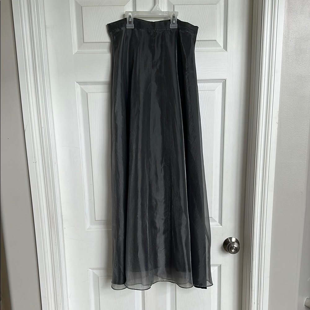 Gray Maxi A-Line Pleated Skirt